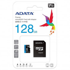 Micro SD CARD 128GB CLASS 10 ADATA cu adaptor SD AUSDX128GUICL10A1-RA1