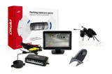 Set senzori de parcare AMiO TFT01 4,3 cu camera HD-502-IR, 4 senzori albi, afisaj, asistent parcare cu activare automata la marsarier