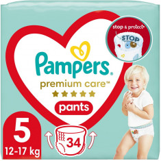 Scutece-chilotel Pampers Premium Care Pants Value Pack Marimea 5, 12-17 kg, 34 buc