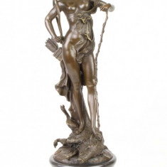 Zeita Diana - statueta din bronz pe soclu din marmura JK-11