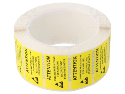 Etichetă autoadezivă ESD 25x45mm 1000buc rolă galben-negru foto