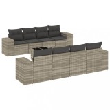 Set canapele de gradina cu perne, 9 piese gri deschis poliratan
