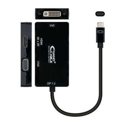 USB C to VGA/HDMI/DVI Adapter NANOCABLE 10.16.4301-BK (10 cm) Black foto