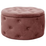 Taburet, rotund, cu spatiu depozitare, catifea, roz, max 80 kg, 55x30 cm, Alia, Akord GartenVIP DiyLine, Akord Furniture Factory
