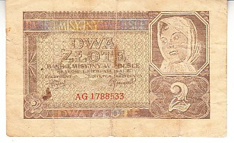 M1 - Bancnota foarte veche - Polonia - 2 zloti - 1941 foto