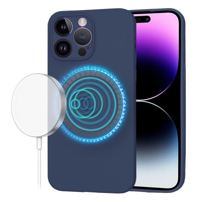 Husa silicon iPhone 14 Pro Max Techsuit SoftFlex MagSafe, bleumarin foto