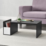 Masuta cafea Bollnas S negru/alb cu spatiu depozitare [en.casa] HausGarden Leisure