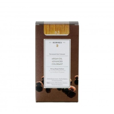 Vopsea de păr permanentă cu ulei de argan KORRES - Blond deschis miere 8.3 foto