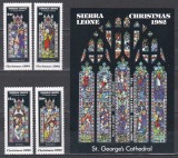 Sierra Leone 1982 - Crăciun - Vitralii, Serie + Colita, MNH