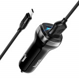 Cumpara ieftin Incarcator Auto 2xUSB, 12W, 2.4A + Cablu Micro-USB 1m, Hoco (Z40 Superior), Black