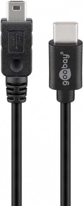 Cablu USB 2.0 USB type C tata la Mini USB tata 0.5m Cupru 0.48Gbit/s negru 67989 Goobay
