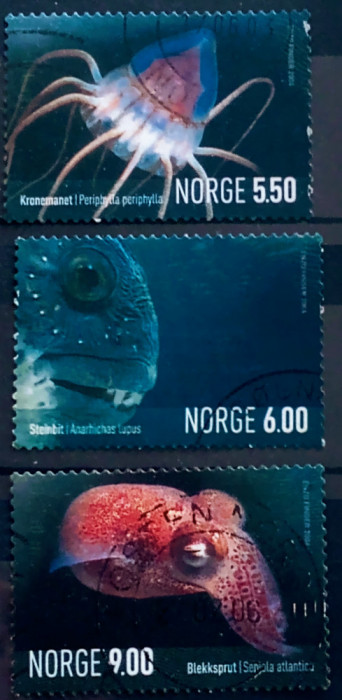 Norvegia 2004 fauna marina, serie 3v..stampilata