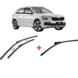 Cumpara ieftin Set 3 stergatoare SKODA KAMIQ (NW4) din 2019, pentru parbriz si luneta fata si spate auto, Bosch Aerotwin, din cauciuc siliconat rezistent, SKODA