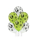 Set 6 baloane latex model fotbal alb verde 30 cm, Godan