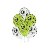 Set 6 baloane latex model fotbal alb verde 30 cm