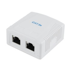 GEMBIRD NCAC, 2F5E, 01 , Cutie Priza Retea CAT5E FTP, 2 Porturi RJ45, Surface Mount, Alb