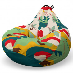 Fotoliu Puf Bean Bag tip Para L, Abstract Jungle Verde