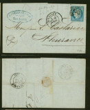 France 1873 Postal History Rare Old Cover + Content Bordeaux to Fleurance DB.516