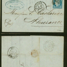 France 1873 Postal History Rare Old Cover + Content Bordeaux to Fleurance DB.516