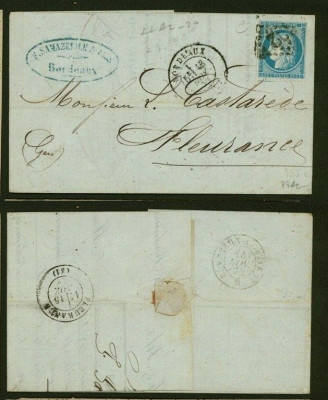 France 1873 Postal History Rare Old Cover + Content Bordeaux to Fleurance DB.516 foto