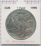 Cumpara ieftin Cuba 1 peso 1996 UNC - FAO - tiraj 10.000 - km 731 - cartonas personalizat A015, America Centrala si de Sud