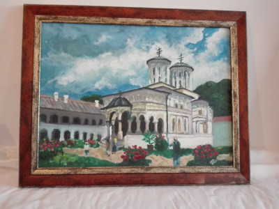 P46. Tablou, Manastirea Hurezi, 2017, ulei pe panza, inramat, 45 x 35 cm foto