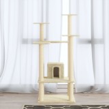 VidaXL Ansamblu pisici cu st&acirc;lpi din funie de sisal, crem, 110 cm