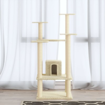 vidaXL Ansamblu pisici cu st&amp;acirc;lpi din funie de sisal, crem, 110 cm foto