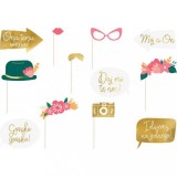 Set 12 accesorii props pentru fotografii nunta StarHome GiftGalaxy, Hessa