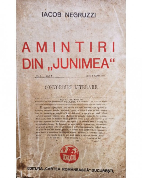 Iacob Negruzzi - Amintiri din Junimea (editia 1939)