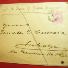 Plic circulat Budapesta- Sibiu- Saliste 1888 ,francat 5kr Ungaria
