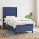 Cumpara ieftin Pat box spring cu saltea, albastru, 100x200 cm, textil