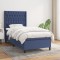 Pat box spring cu saltea, albastru, 100x200 cm, textil