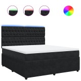 Cumpara ieftin Pat box spring cu saltea, negru, 180x200 cm, catifea