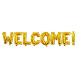 Set baloane din folie metalizata, flippy, model welcome!, litere de 40 cm, baloane party, ambalaj individual, pai inclus, umflare cu aer sau heliu, au