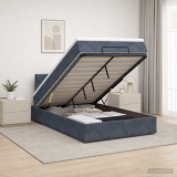 Cumpara ieftin Pat Ottoman cu Saltea si LED Gri inchis 120 x 190 cm Catifea