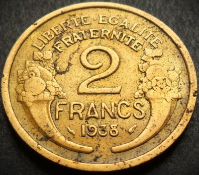 Moneda istorica 2 FRANCI - FRANTA, anul 1938 * cod 4641 foto
