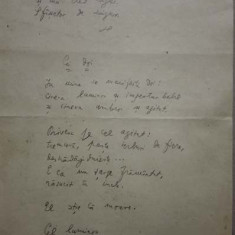 Autograf: Pavel Bellu: Manuscris cu doua poezii: Pe carare, Cei doi ...