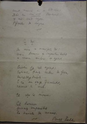 Autograf: Pavel Bellu: Manuscris cu doua poezii: Pe carare, Cei doi ... foto