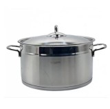 Oala cilindrica din inox Hausberg cu capac capacitate 11 l diametru 28 cm fund dublu