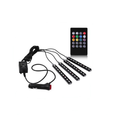 Set 4 benzi LED auto, RGB, 12.5 cm, telecomanda si functie sonora foto