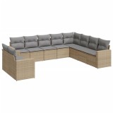 Cumpara ieftin Set canapele de gradina cu perne, 10 piese, bej, poliratan