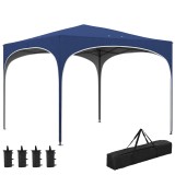 Outsunny Pavilion pliabil, reglabil &icirc;n &icirc;nălțime, St&acirc;lpi metalici, acoperiș rezistent, inclusiv geantă de transport, 2,95 x 2,95 x 2,55m, Albastru &icirc;nch