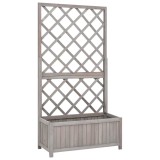 Cumpara ieftin Jardiniera cu spalier, gri, 70x30x135 cm, lemn masiv de brad