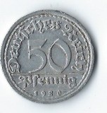 Moneda 50 pfennig 1920 F - Germania