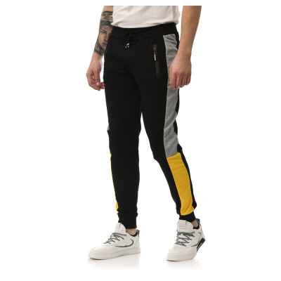 Pantaloni Sport De Barbati Apero Negru Cu Galben foto