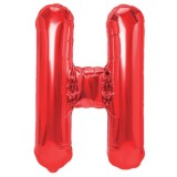 Balon folie metalizata litera h, flippy, 40 cm, umflati cu heliu sau aer, ambalaj individual, pai inclus, rosu