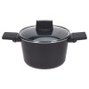 Oala Aluminiu Forjat Excellent Houseware 20cm, 2.9L, Invelis Ceramic Antiaderent, Capac Sticla, Negru, Inductie