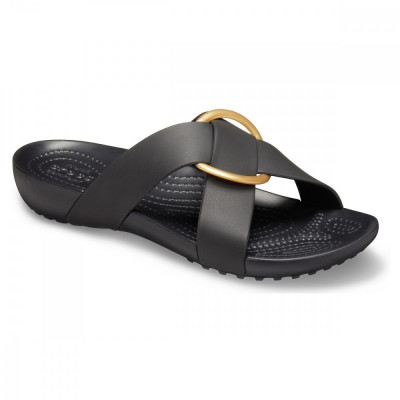 Papuci Crocs dame Serena Cross Band Slide W Negru - Black foto