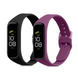 Set 2 curele kwmobile pentru Samsung Galaxy Fit 2, Silicon, Negru/Mov, 53962.16